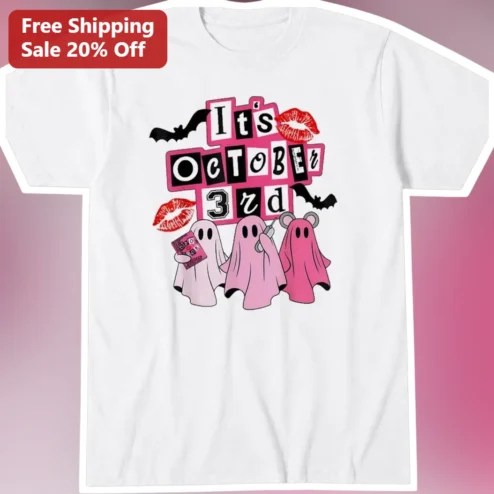 It's October 3rd Birthday Tee Spooky Cute Ghost Graphic Shirt for Women Girls Libra Gift