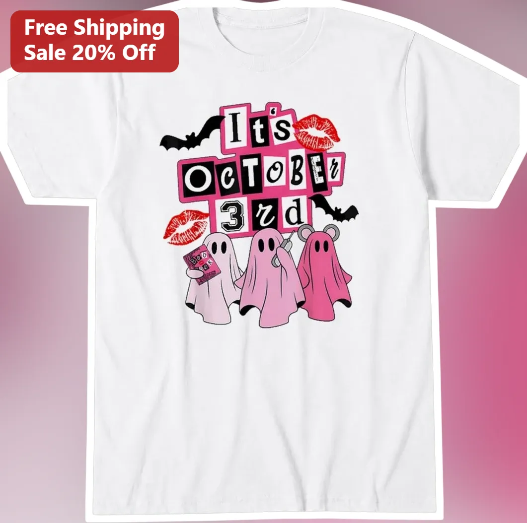 It's October 3rd Birthday Tee Spooky Cute Ghost Graphic Shirt for Women Girls Libra Gift