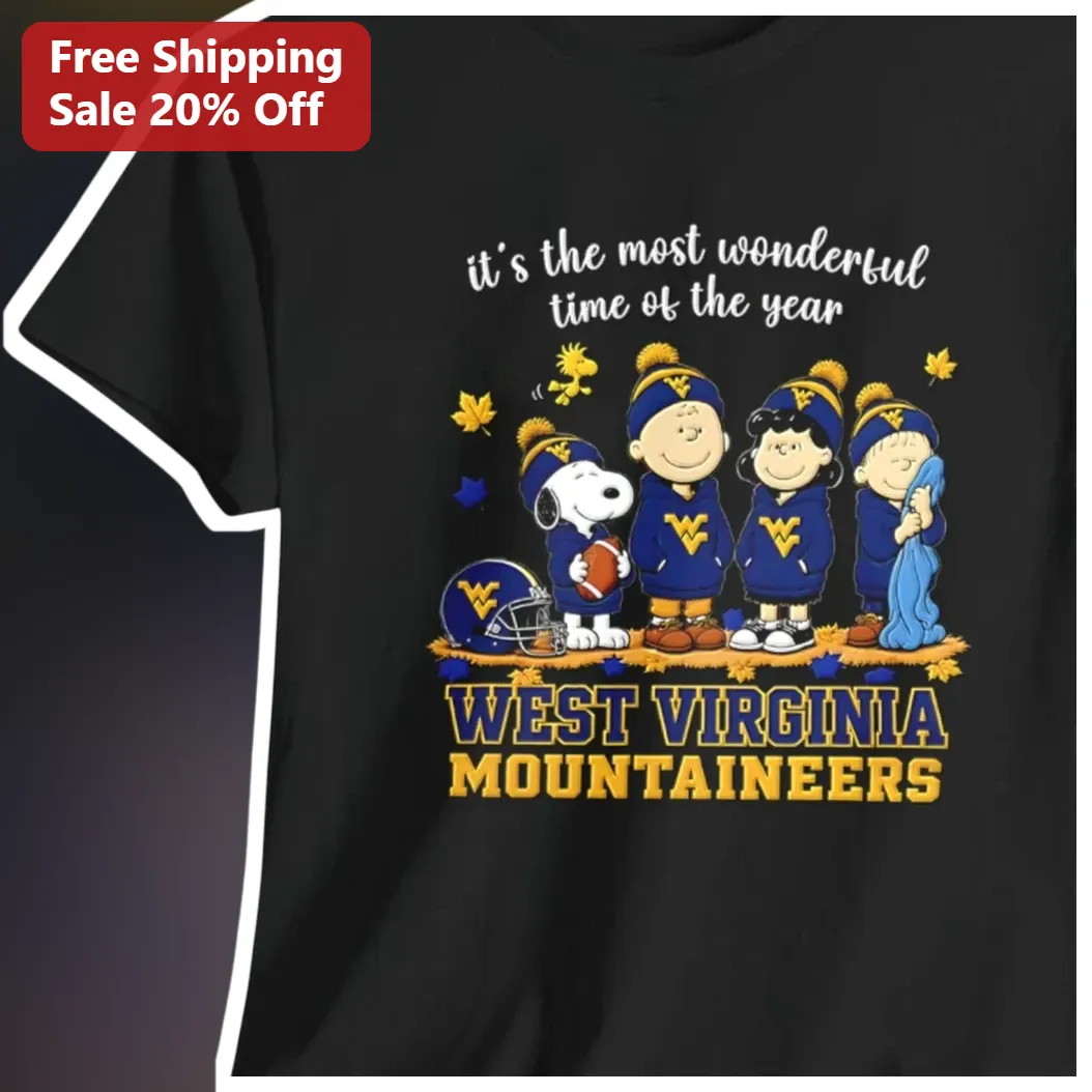 It's The Most Wonderful Time Of The Year West Virginia Mountaineers Snoopy Christmas Tee