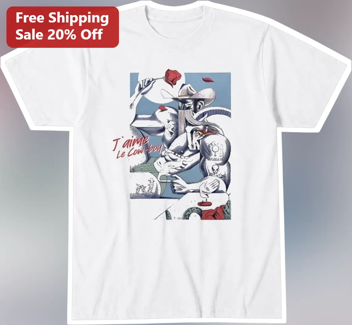 J'aime Le Cowboy Surreal Art Graphic Tee French Love Quote Western Shirt