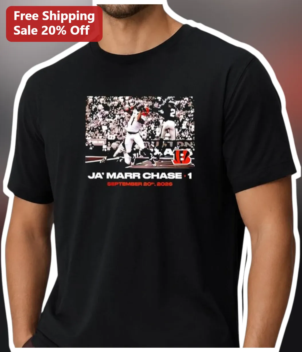 Ja'Marr Chase Tee Cincinnati Bengals Wide Receiver NFL Fan Gear Black T-Shirt