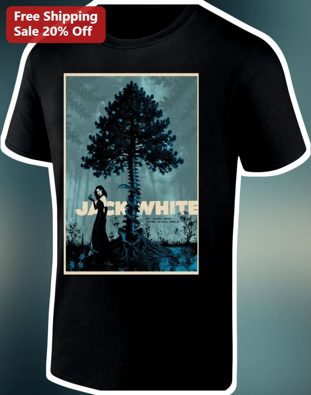 Jack White Gothic Spine Tree Graphic Tee Alternative Rock Concert Merch