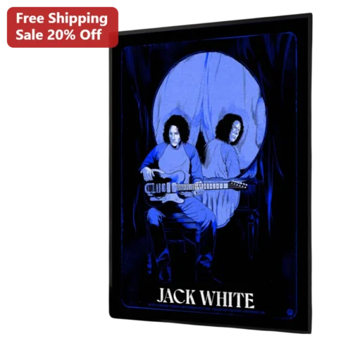 Jack White Poster Art Print Blue Duotone Musician Illustration Wall Decor for Rock Fans