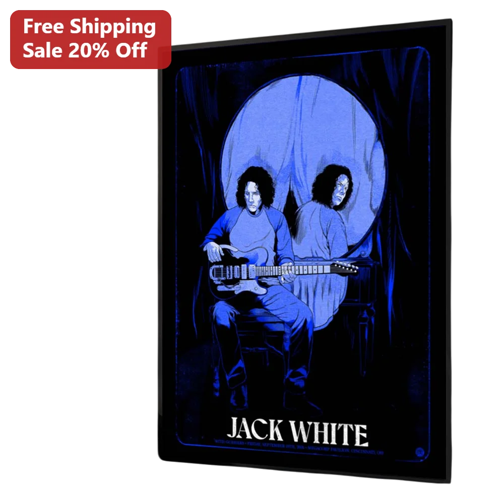 Jack White Poster Art Print Blue Duotone Musician Illustration Wall Decor for Rock Fans