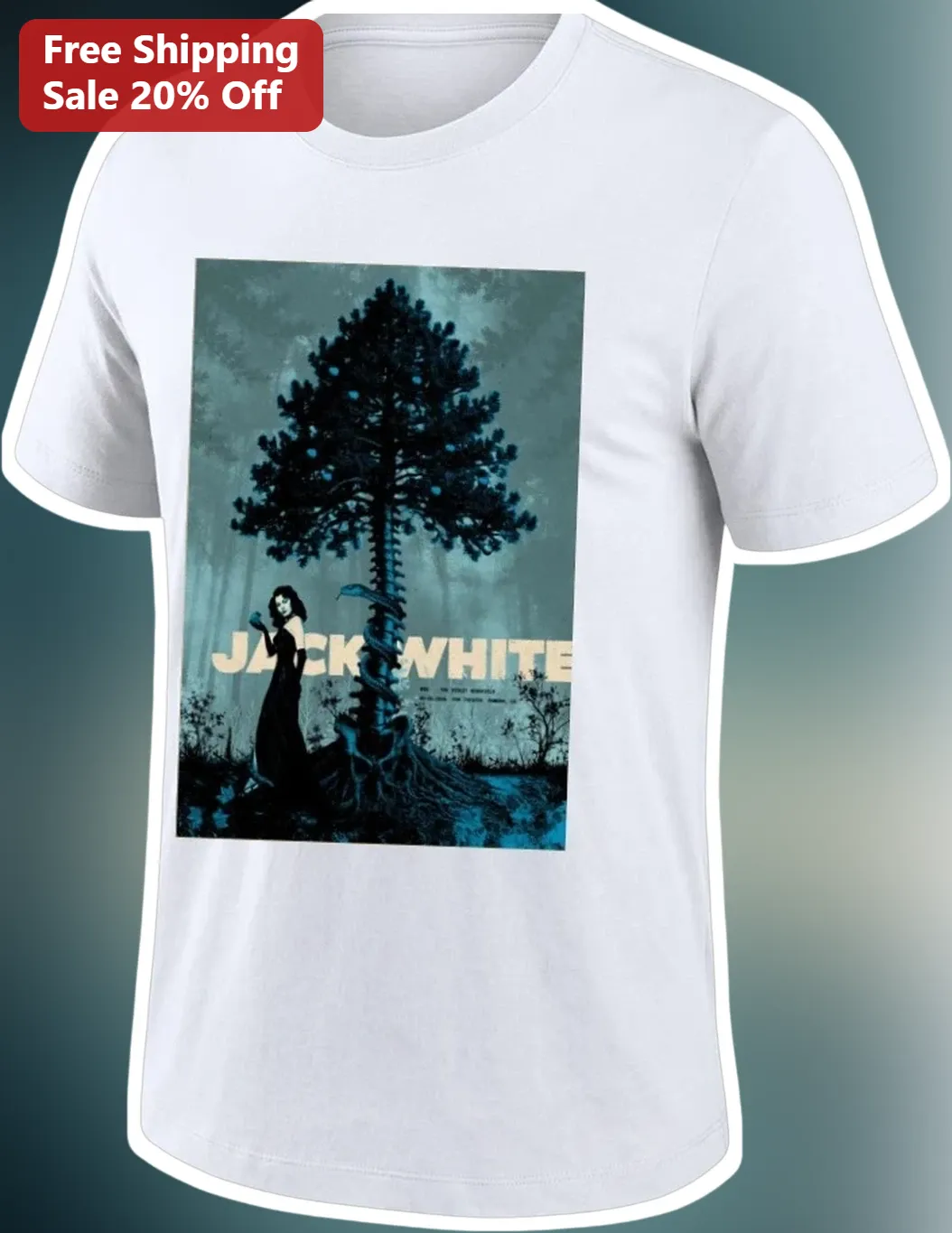 Jack White Tee Gothic Snake Tree Art Unisex Cotton Graphic Shirt for Fans