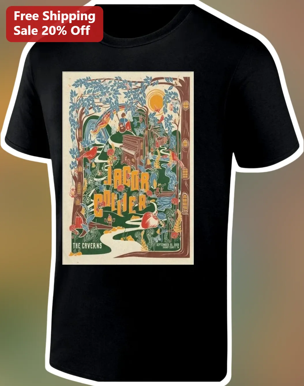 Jacob Collier The Caverns Psychedelic Retro Concert Poster Graphic Tee