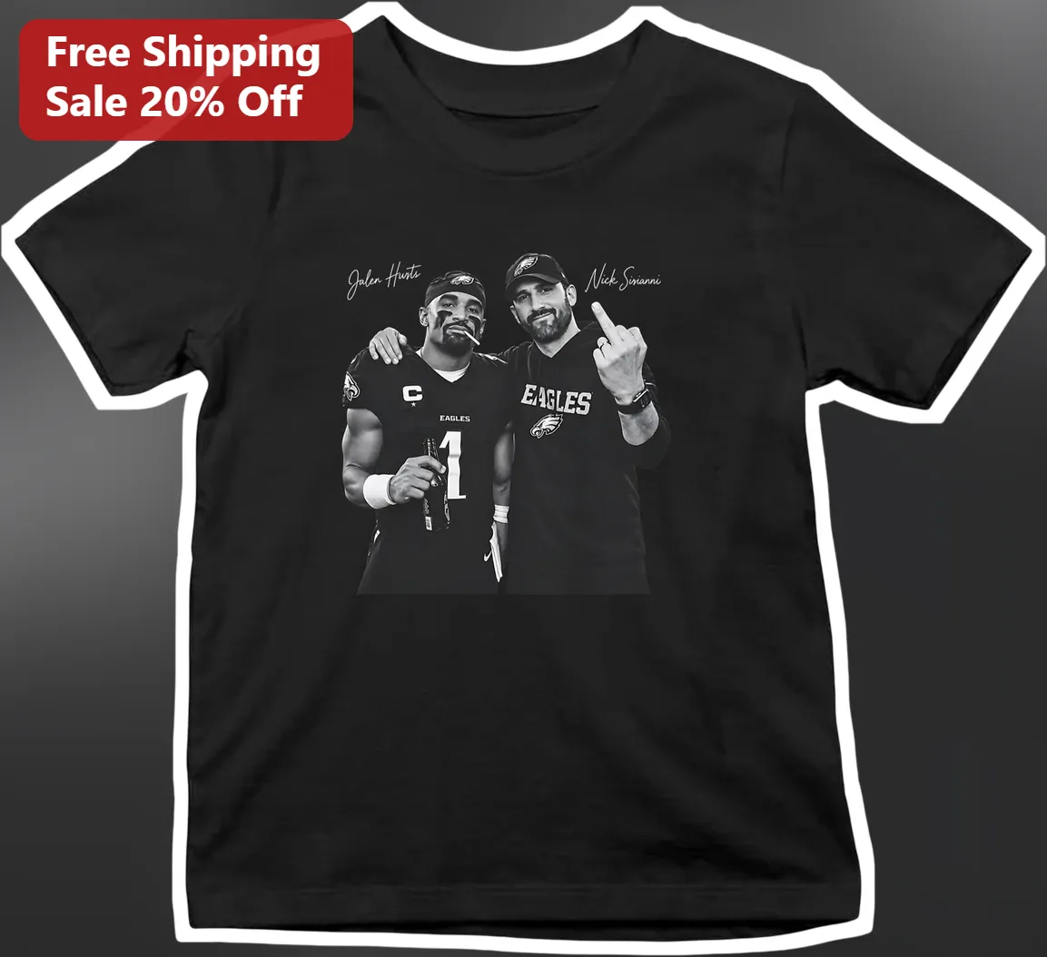 Jalen Hurts Nick Sirianni Tee Philadelphia Eagles QB Coach Fan Gift Black T-Shirt