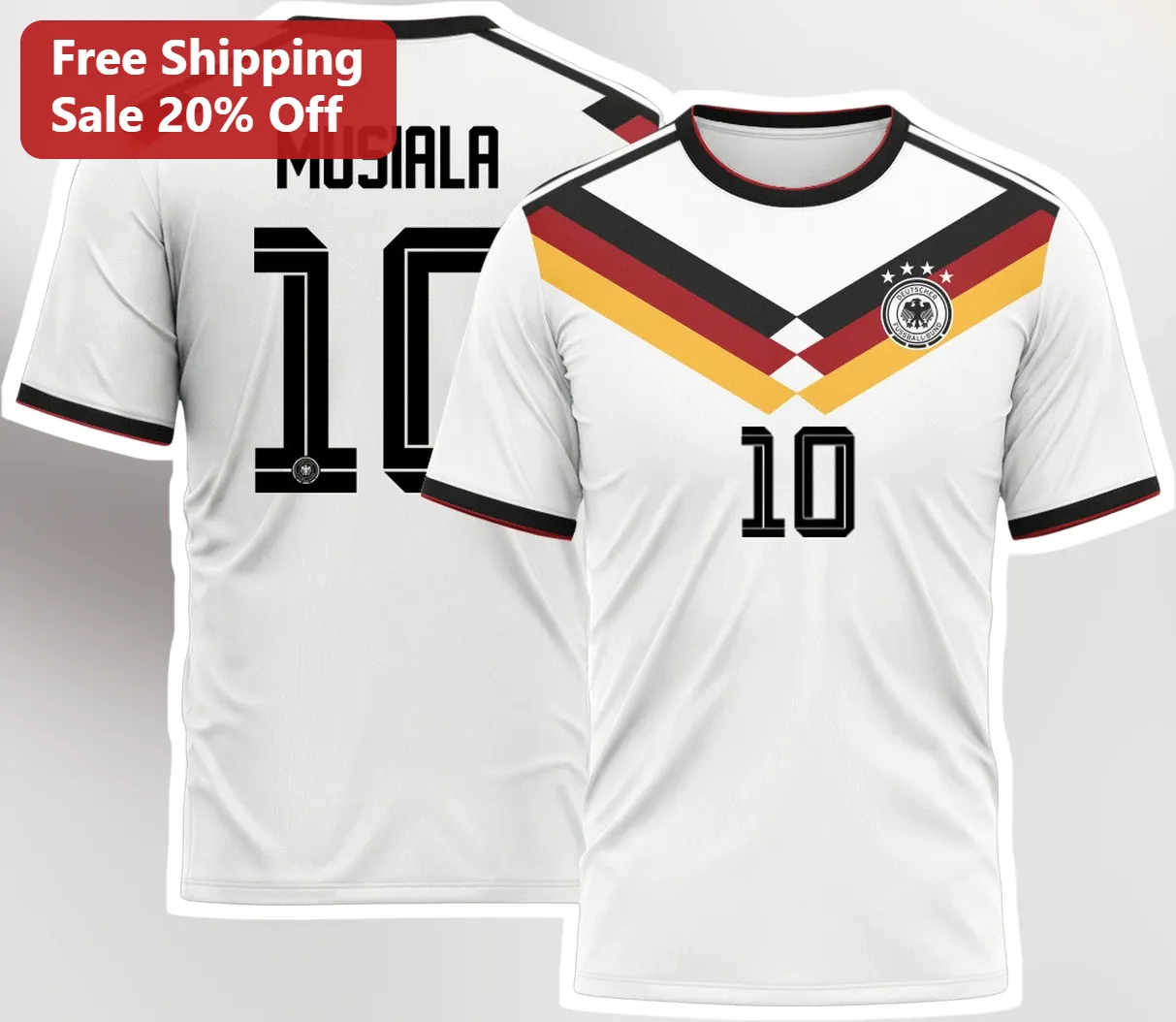 Jamal Musiala Jersey Germany Number 10 Soccer Fan Apparel