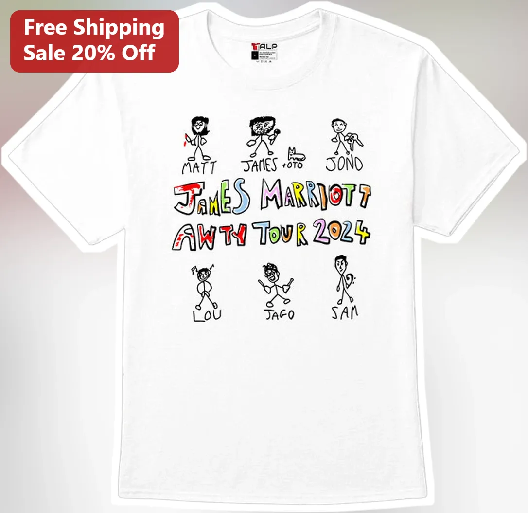 James Marriott AWTY Tour Tee 2024 Indie Rock Band Fan Gift Unisex Cotton Shirt
