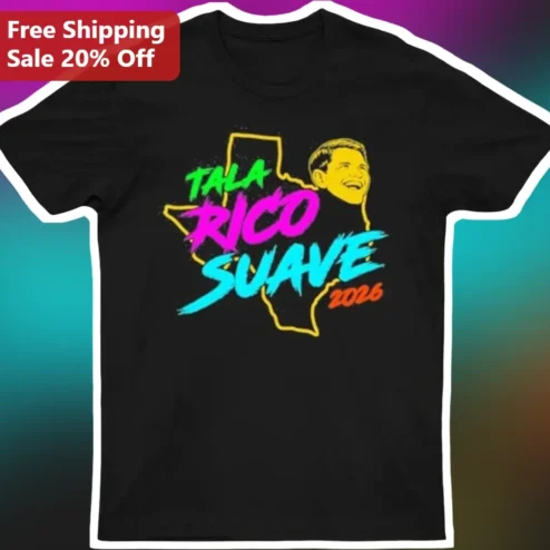 James Talarico Rico Suave Graphic Tee Bad Bunny Texas Outline Neon Streetwear Shirt