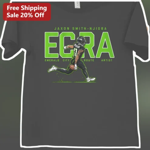 Jaxon Smith-Njigba Emerald City Route Artist Tee Seattle Seahawks NFL Fan Gift