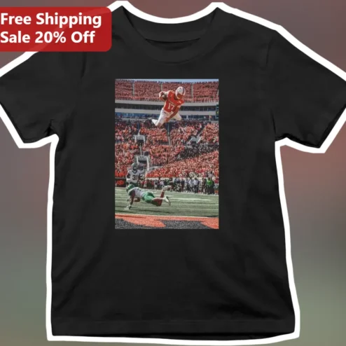 Jaxon Smith-Njigba Graphic Tee Black Football Player Action Shot Shirt for Men Women Fans