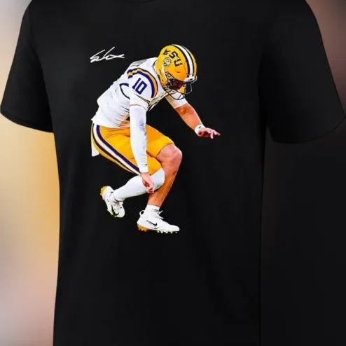 Jayden Daniels LSU QB #10 Signature Graphic Tee College Football Fan Apparel