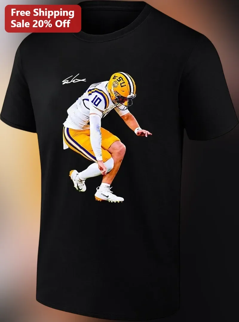 Jayden Daniels LSU QB #10 Signature Graphic Tee College Football Fan Apparel