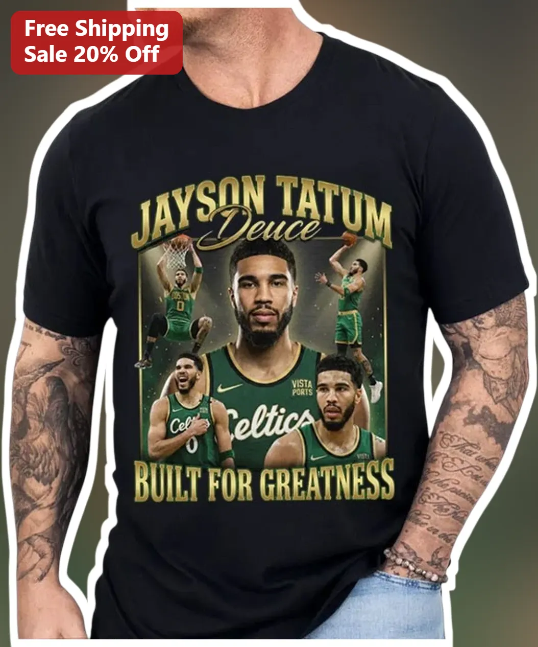Jayson Tatum Deuce Built For Greatness Tee Boston Celtics Fan Gift