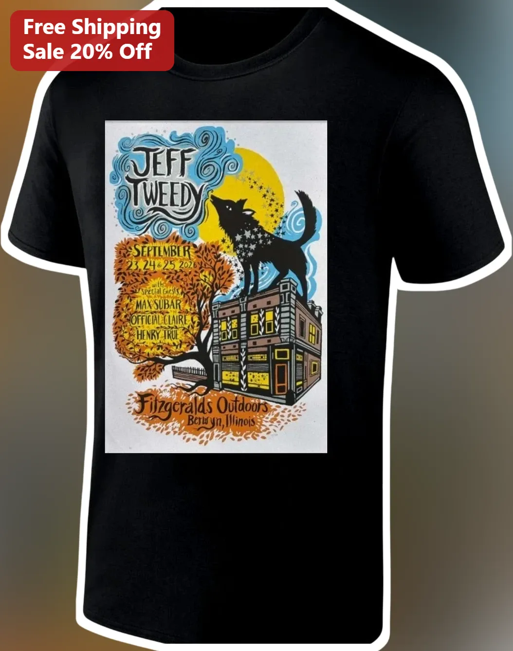 Jeff Tweedy Tee Wilco Fan Concert Poster Graphic T-Shirt Autumn Tour Merch