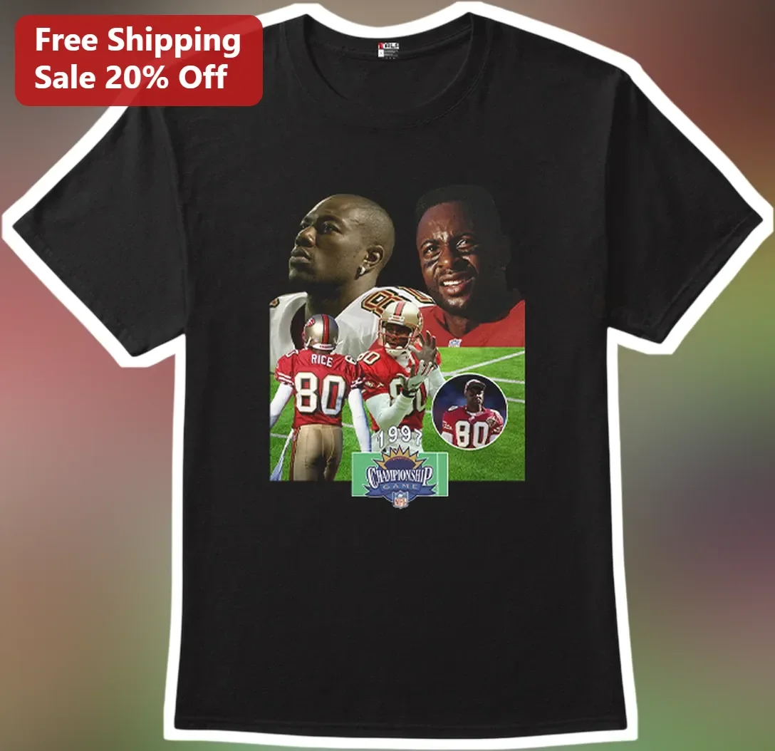 Jerry Rice 1997 Championship Game Graphic Tee NFL Football Vintage Sports Fan Apparel