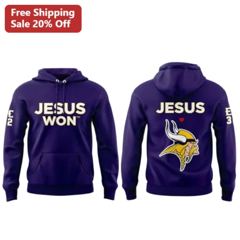 Jesus Won Christian Faith Hoodie Minnesota Vikings NFL Fan Apparel