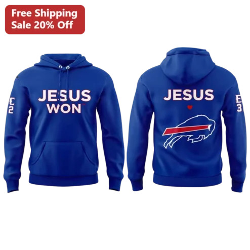 Jesus Won Hoodie Christian Faith Apparel Buffalo Bills Inspired Sports Fan Gift