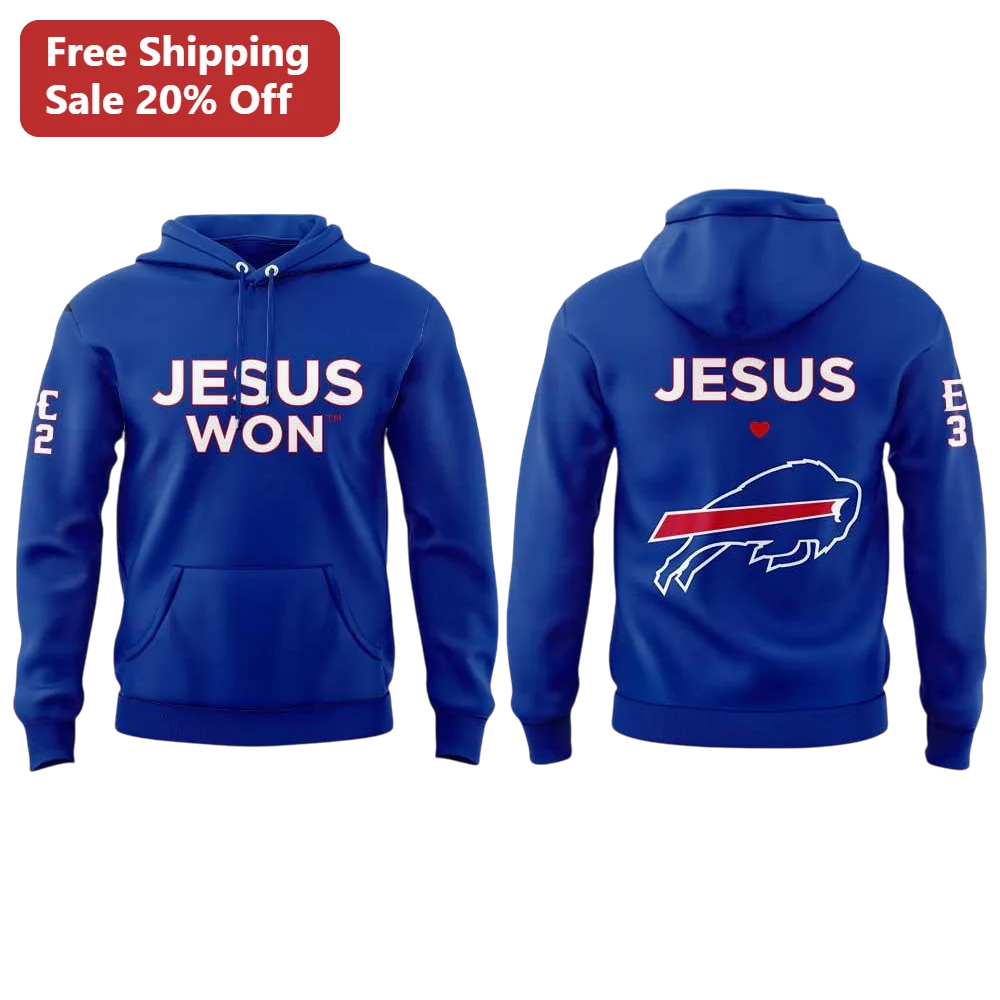 Jesus Won Hoodie Christian Faith Apparel Buffalo Bills Inspired Sports Fan Gift