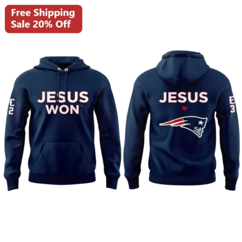 Jesus Won Hoodie Christian Faith Apparel New England Patriots Fan Gift