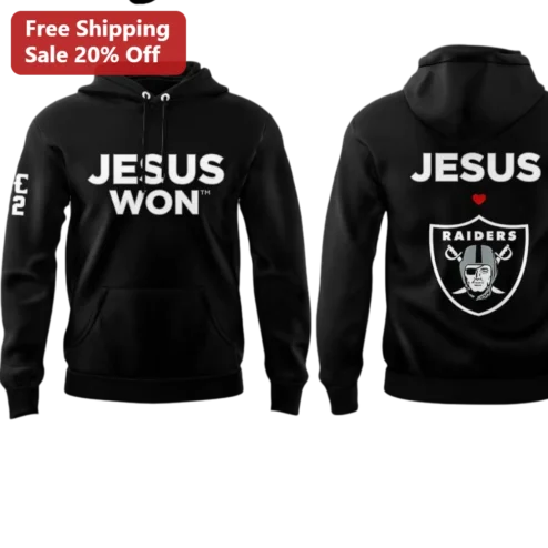 Jesus Won Hoodie Christian Faith Statement Pullover for Raiders Fans
