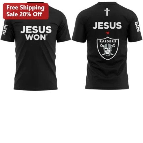 Jesus Won Raiders Tee Christian NFL Fan Gift Black Graphic T-Shirt