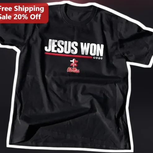 Jesus Won Tee Christian Baseball Faith Victory Graphic T-Shirt for Men Women