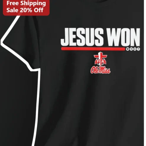 Jesus Won Tee Ole Miss Rebels FCA Christian Athlete Gift
