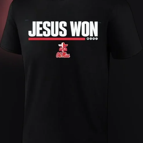 Jesus Won Tee Ole Miss Rebels FCA Christian Athletes Faith Apparel