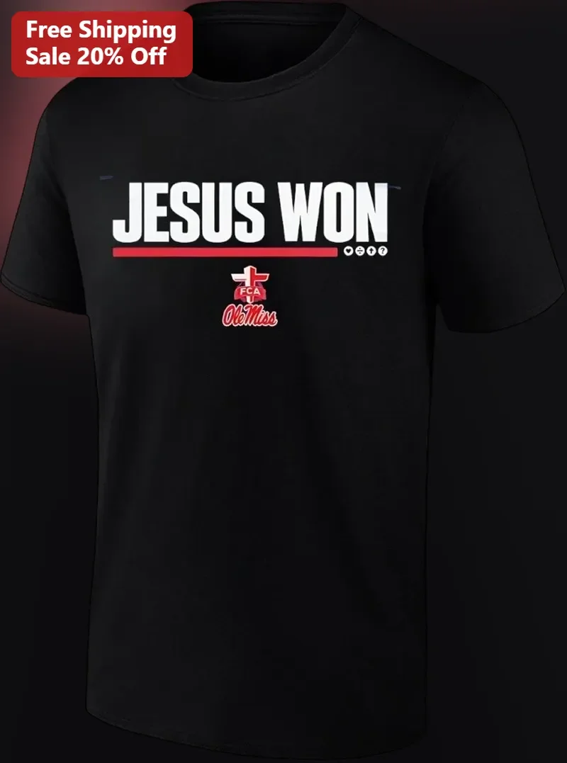 Jesus Won Tee Ole Miss Rebels FCA Christian Athletes Faith Apparel