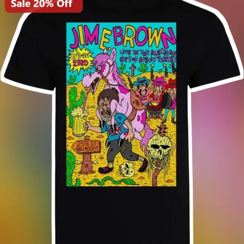 Jim E Brown Live in Austin Texas Tee 29th St Ballroom September 23rd Concert Merch