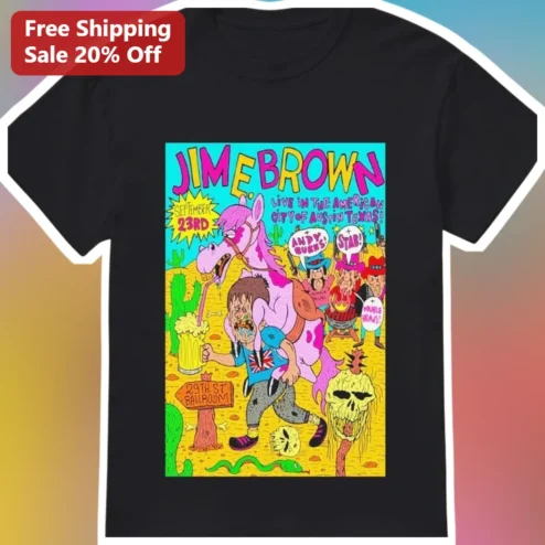 Jime Brown Live In Austin Texas Andy Burns Stab Double Heads Psychedelic Graphic Tee