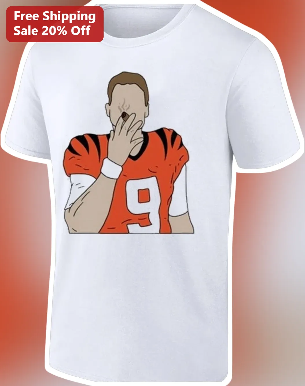 Joe Burrow Cartoon Caricature Graphic Tee Cincinnati Bengals Fan Shirt