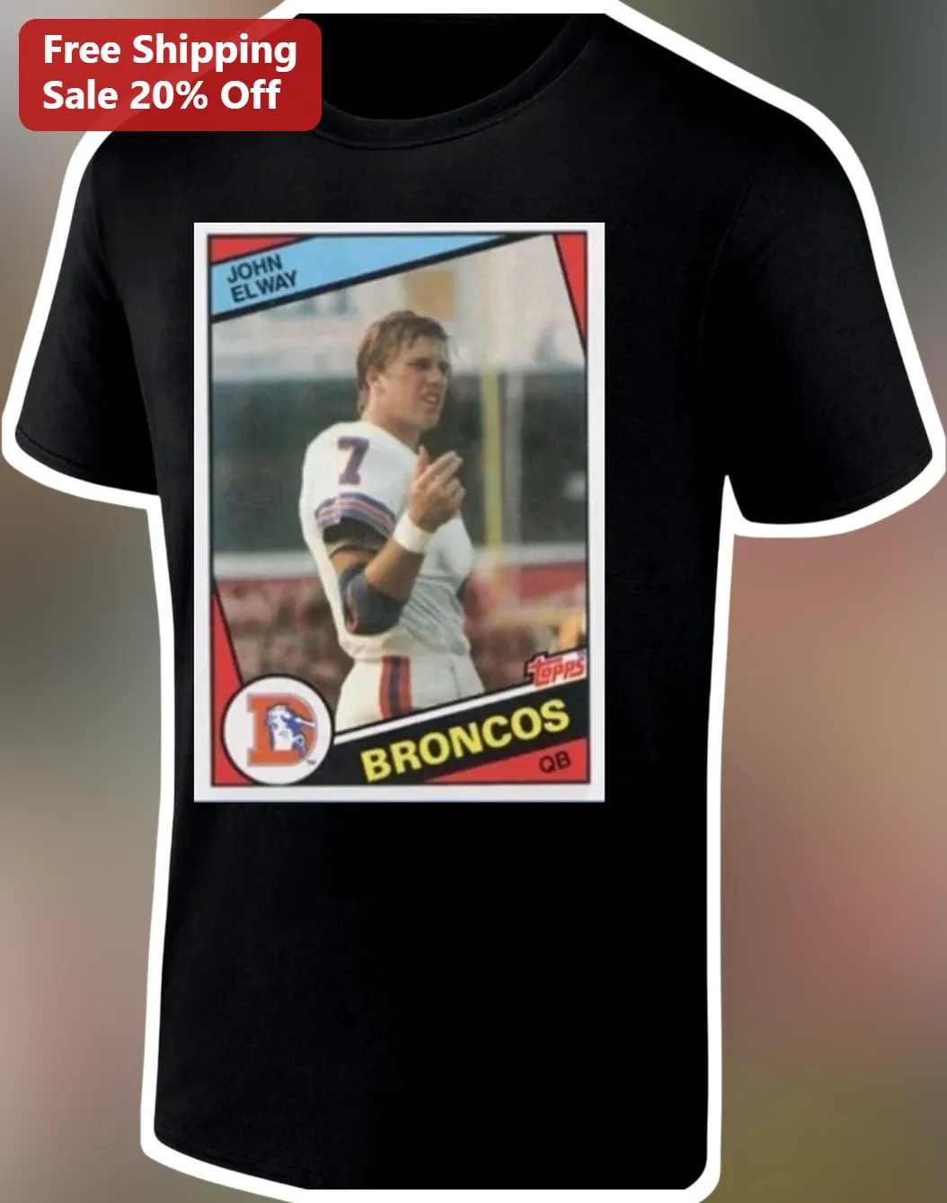John Elway Broncos QB Vintage Trading Card Style Tee