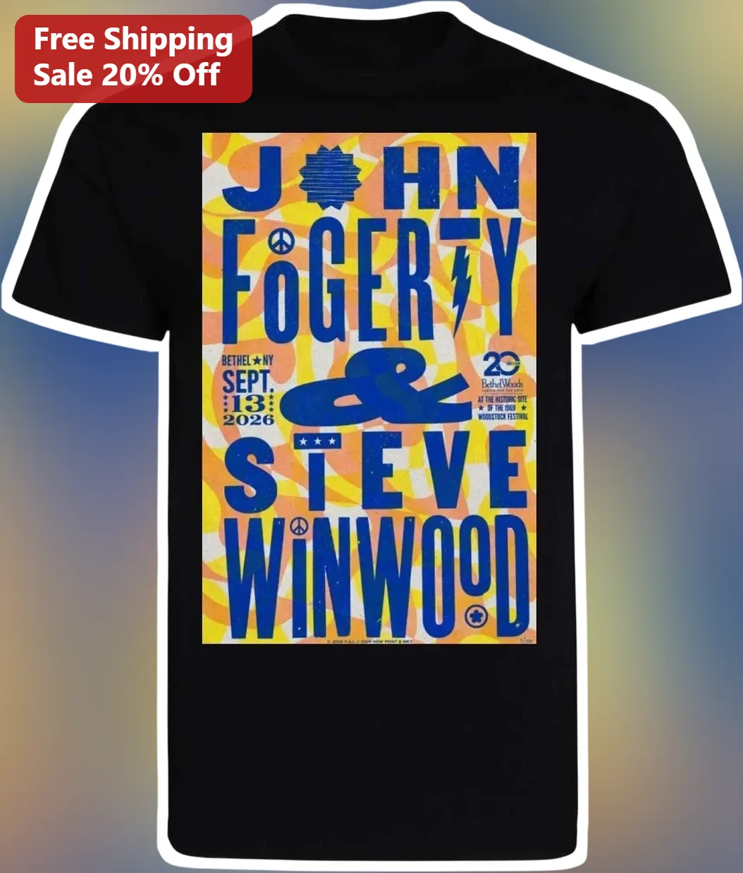 John Fogerty Steve Winwood Bethel NY Sept. 13 2026 Tour Tee