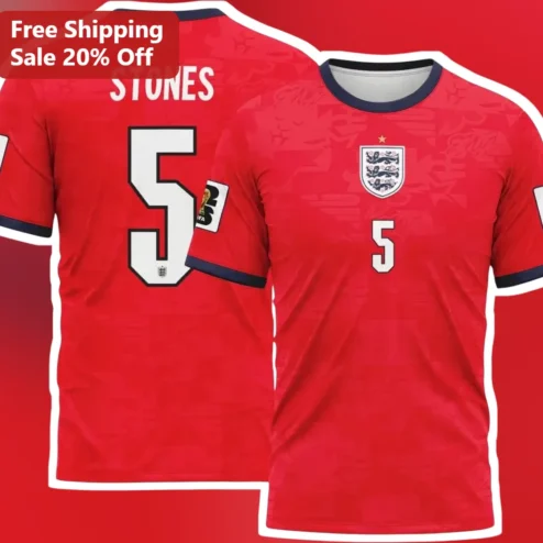 John Stones Tee England National Team Soccer Fan Shirt Custom Name Number Gift