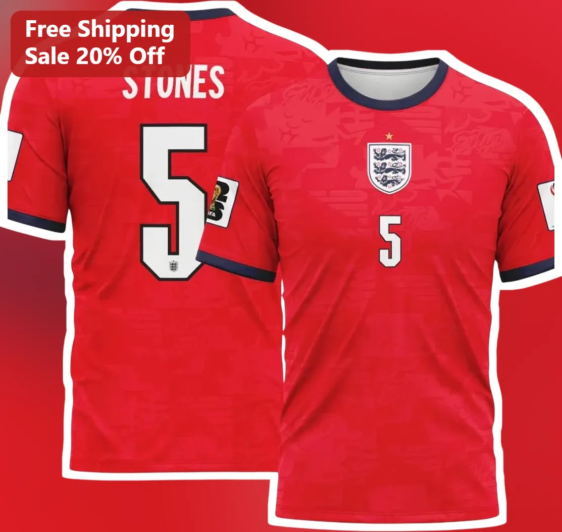 John Stones Tee England National Team Soccer Fan Shirt Custom Name Number Gift available at our Chicago, Illinois warehouse