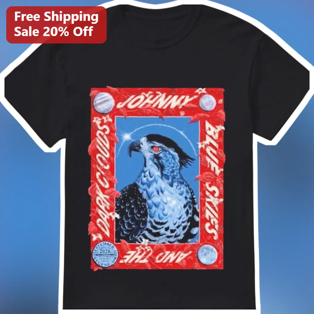 Johnny And The Dark Clouds Blue Skies Hawk Graphic Tee Vintage Psychedelic Band Merch