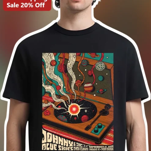 Johnny Blue Skies and the Dark Clouds Tee Psychedelic Vinyl Record Graphic Shirt