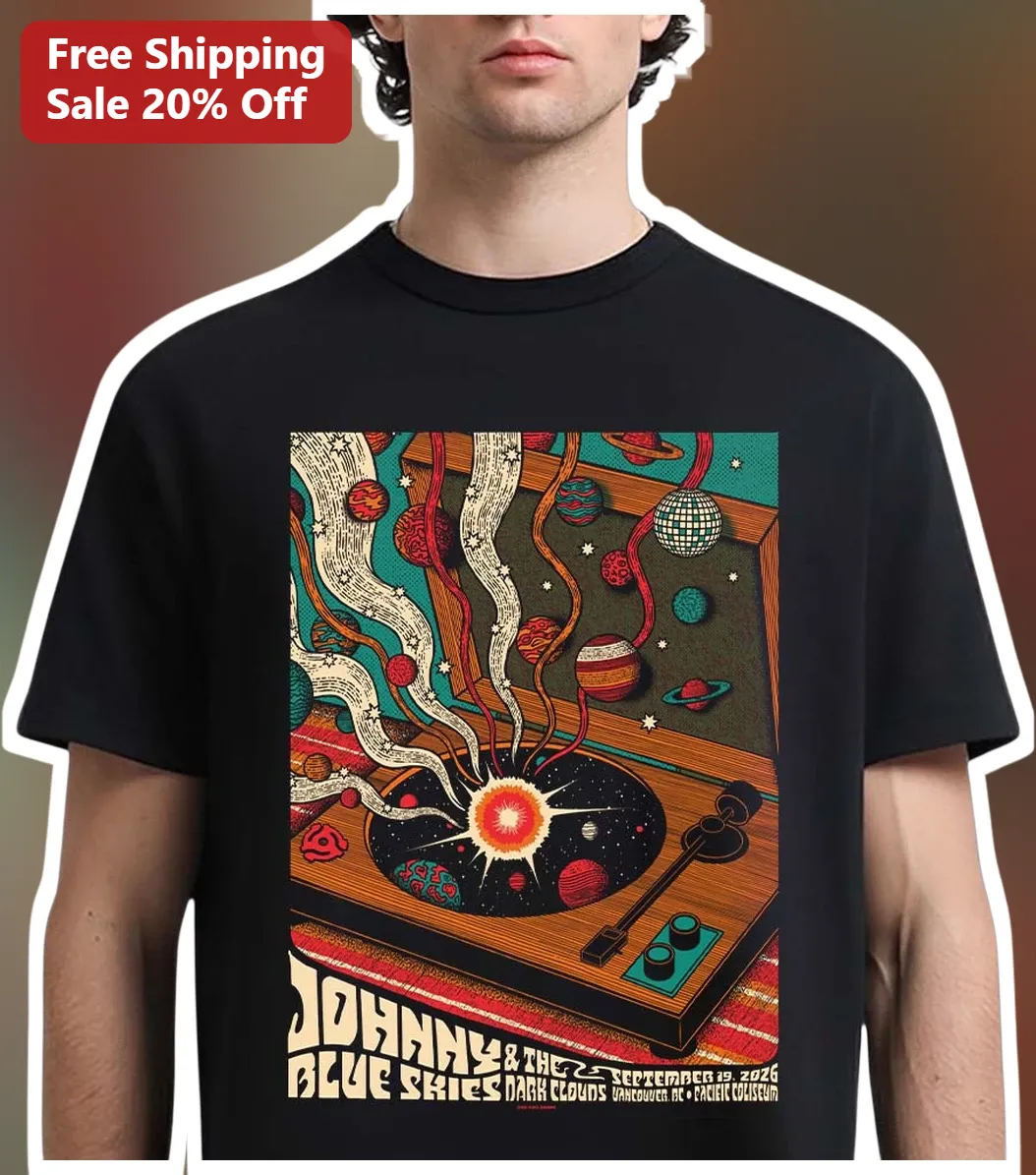 Johnny Blue Skies and the Dark Clouds Tee Psychedelic Vinyl Record Graphic Shirt