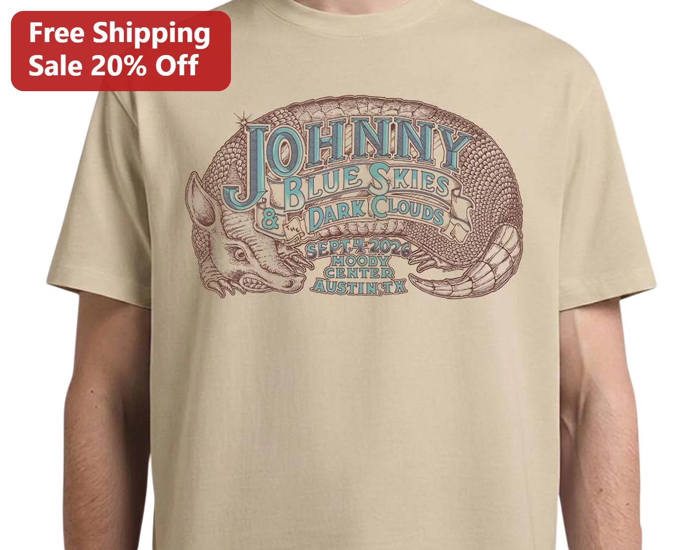 Johnny Blue Skies Dark Clouds Vintage Concert Poster Tee