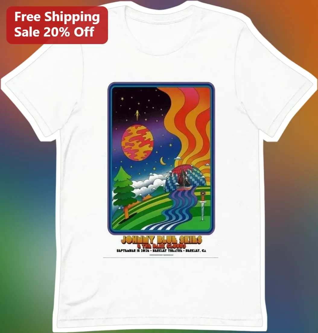 Johnny Blue Skies The Dark Clouds Berkeley Theater Tee Psychedelic Retro Concert Merch