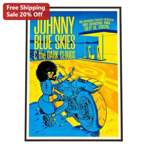 Johnny Blue Skies the Dark Clouds Poster Retro Gig Art Print for Fans