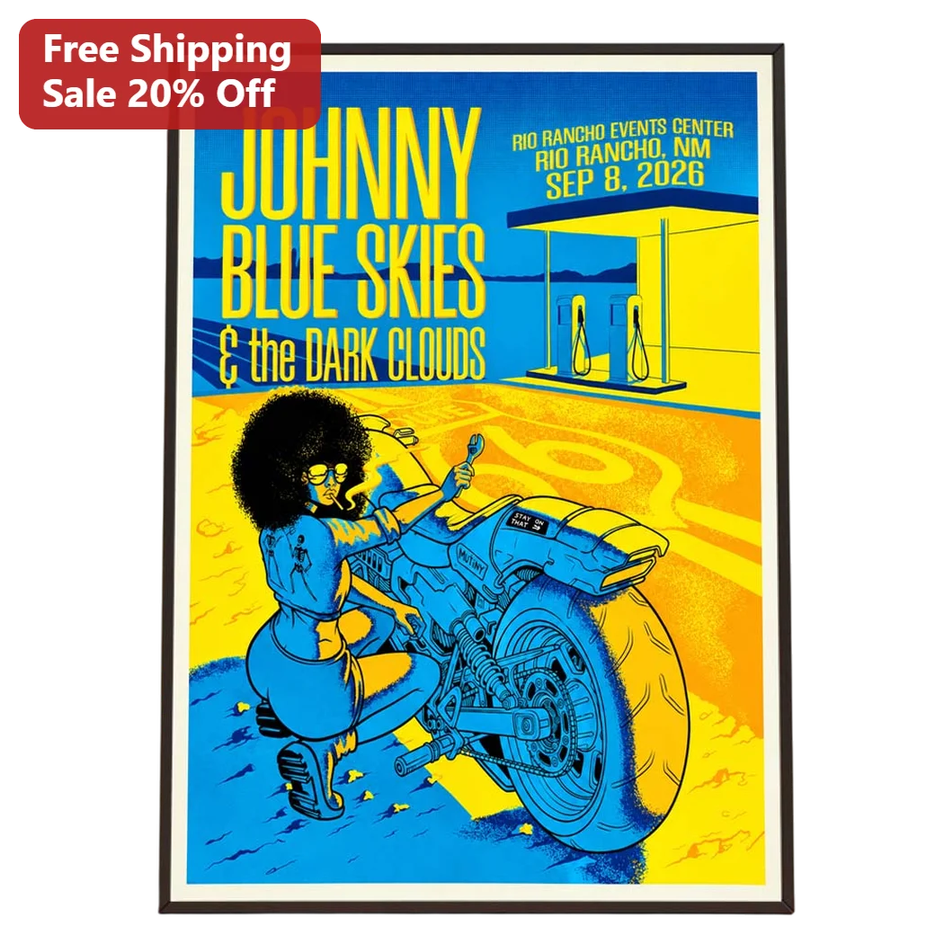 Johnny Blue Skies the Dark Clouds Poster Retro Gig Art Print for Fans
