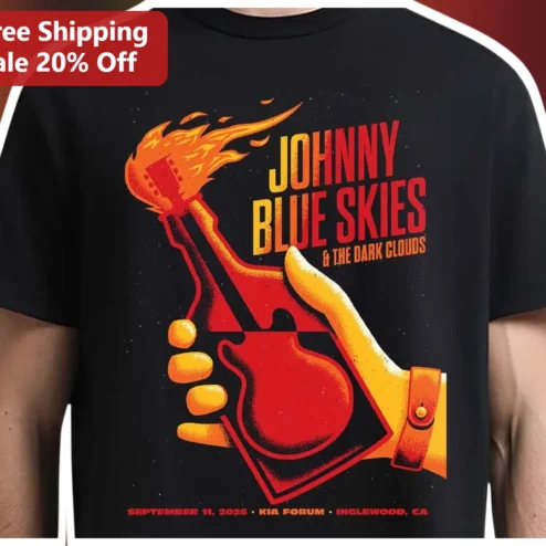 Johnny Blue Skies The Dark Clouds Retro Rock Concert Graphic Tee