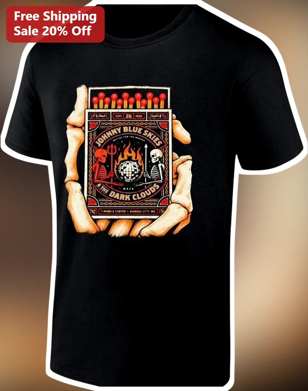 Johnny Blue Skies The Dark Clouds Tee Mutiny After Midnight Skeleton Graphic Shirt