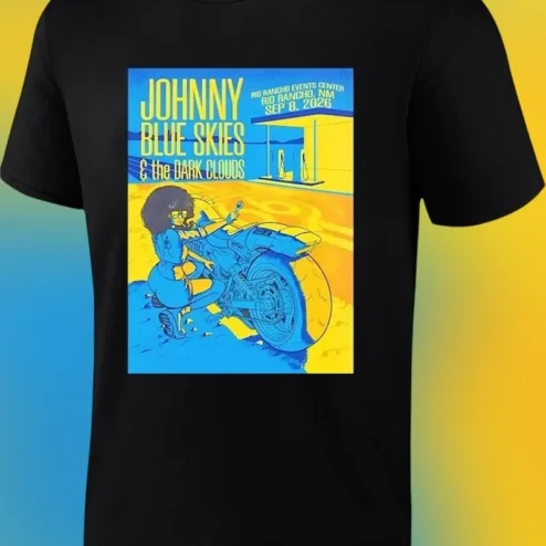 Johnny Blue Skies the Dark Clouds Tee Retro Rock Concert Poster Graphic Shirt for Men Women