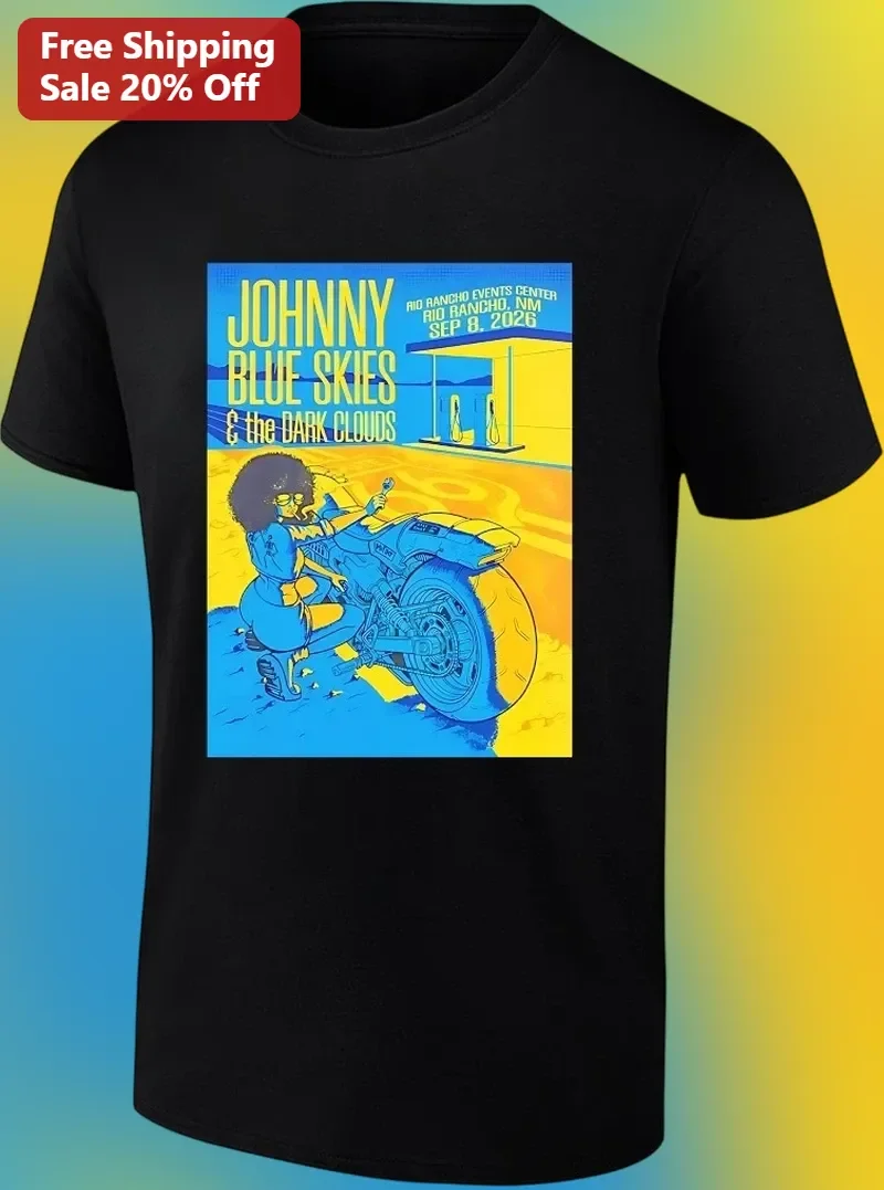Johnny Blue Skies the Dark Clouds Tee Retro Rock Concert Poster Graphic Shirt for Men Women