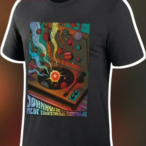 Johnny The Blue Skies Dark Clouds Psychedelic Vinyl Record Graphic Tee
